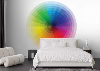 Creative poster showing color theory presentation with circle in gradient shades isolated on white background Wall mural