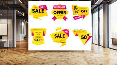 Special offer sale tag discount symbol retail sticker sign price set isolated on white background, modern graphic style vector illustration. Big sale with wow offer badge set Wall mural