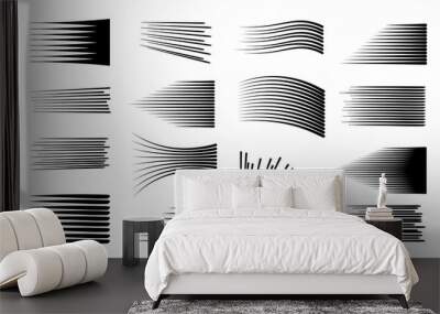 Speed line print effect set isolated on white background Wall mural