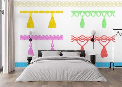 String with tassel, fringe or brush embellishment set Wall mural