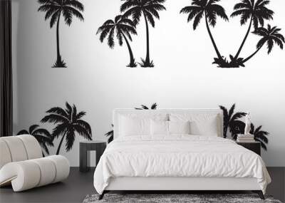 icon set set of palm tree or Arecaceae, propical branch, beach, bush  Wall mural