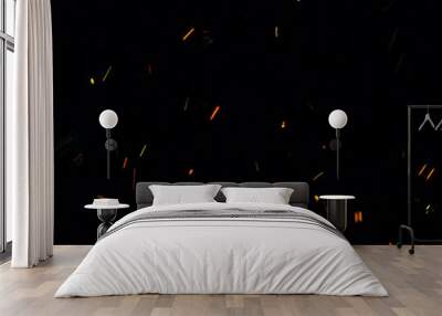 fire flames with sparks on a black background Wall mural