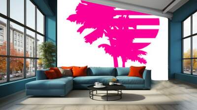 2 palm beach beautiful shape pattern design outlined umrandung sun sunset night evening sunrise morning silhouette pink miami Wall mural