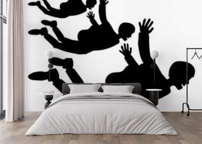 3 freunde team crew spaß hobby fallschirmspringer silhouette absturz fliegen fallen tief boden diving springen schnell fallschirm comic clipart cool lustig luft design Wall mural