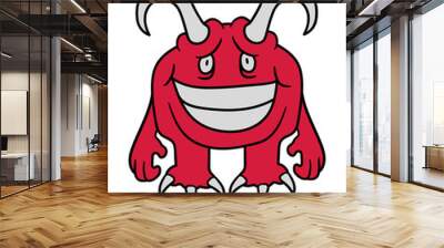 dämon teufel satan hölle böse hörner alien monster lustig klein comic cartoon clipart design hässlich horror halloween Wall mural