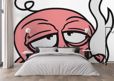 kopf gesicht kiffen hanf weed joint kiffer bekifft drogen rauchen zigarette stoned bekifft cannabis sitzend klein süß niedlich windel kind baby comic cartoon Wall mural