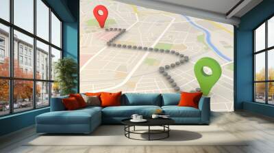 city map with pin pointers 3d rendering image Wall mural