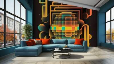 abstract background geometric 3d shapes tech cyber punk 80's sci-fi pattern  
 poster gradient abstract futuristic 3d neon florescent iridescent generative ai art Wall mural