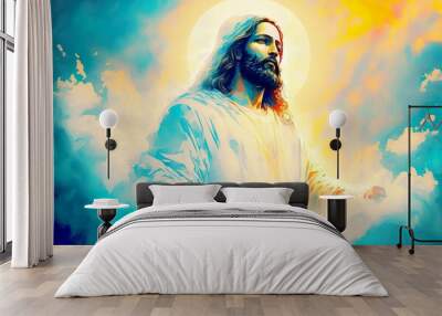 religious spiritual illustration background faith art prayer christianity digital artwork jesus chri Wall mural