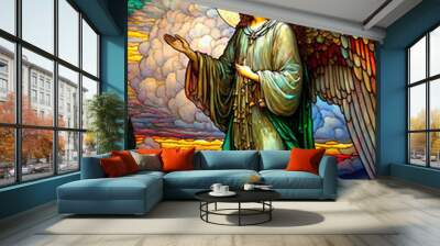 Spiritual illustration christianity heaven landscape stained glass church window art religion artwork religious biblical spirit symbolic faith holy bible easter christmas
Fictional angel generative ai Wall mural