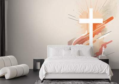 Spiritual illustration jesus cross christianity background art crucifix god
religion artwork religious gospel banner template biblical spirit light 
symbolic faith holy easter christmas generative ai Wall mural