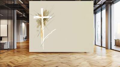 Spiritual illustration jesus cross christianity background art crucifix god
religion artwork religious gospel banner template biblical spirit light 
symbolic faith holy easter christmas generative ai Wall mural