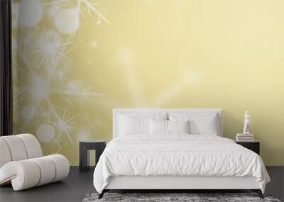 decorative yellow christmas background with bokeh lights Wall mural