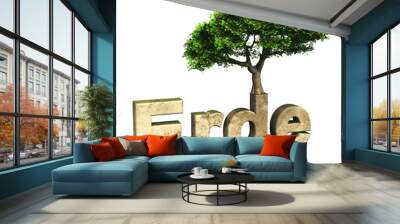 3D Text Erde mit Baum - 02 Wall mural