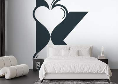 K Logo and Poker Card Game Logo Vector Wall mural