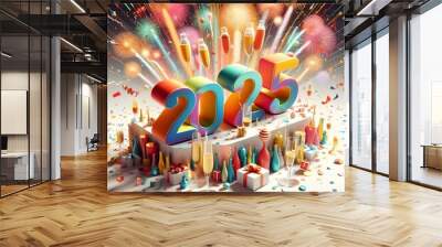 2025 gold for happy new year and holiday Wall mural