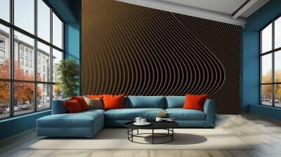 a composition of repeating curved lines in brown and gold and a black background with gold and brown gradations as background inspiration for visual communication design Wall mural