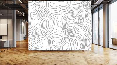 Abstract topography contour map background design .modern design with white background and black wave lines .geography contour map linear background vector illustration . Wall mural