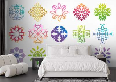 Floral ornament logo and icon set. Abstract beauty mandala flower logo design collection. Wall mural