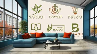 Natural product icon set logo design vector template. Wall mural