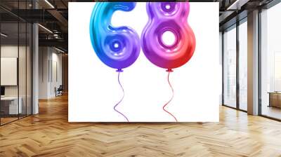 Number 68 Gradient Balloon 3D Wall mural