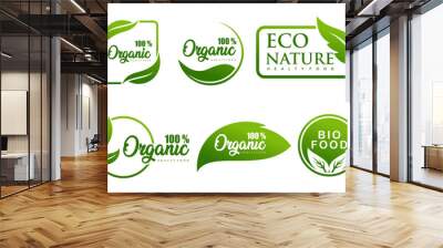 Organic vegetarian banner.Set of modern natural and organic products logo templates and icons. Wall mural