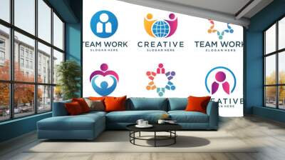 People, community, team, creative hub, social connection logo icons set. Wall mural