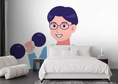 Man with glasses dressed in blue Wall mural