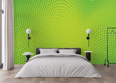 Dots halftone yellow green color pattern gradient texture background. Wall mural