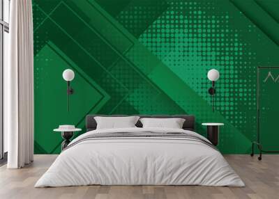 Geometric Green Background with Diagonal Stripes and Gradients. Vector Minimalist Backdrop for Traditional Irish St. Wall mural