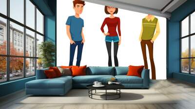 group of young people in casual clothes Wall mural