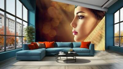 Beautiful fashion Indian woman profile portrait with oriental accessories Wall mural