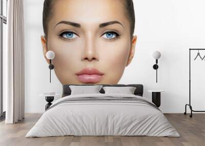 beauty portrait. beautiful spa woman touching her face Wall mural