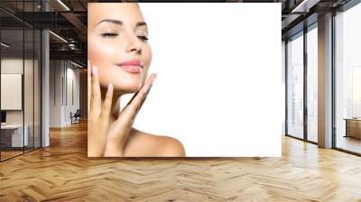 beauty spa woman portrait. beautiful girl touching her face Wall mural