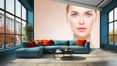 beauty woman face. beautiful spa girl with perfect clean skin Wall mural