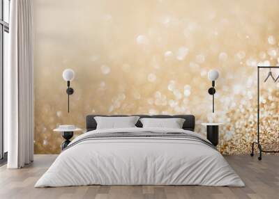 Christmas gold background. Golden holiday glowing background Wall mural