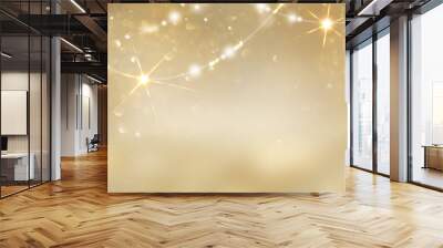 christmas golden glowing background. holiday abstract glitter defocused backdrop with blinking tars  Wall mural