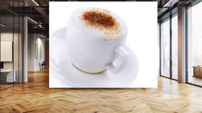 Coffee Cappuccino or Latte over white Wall mural