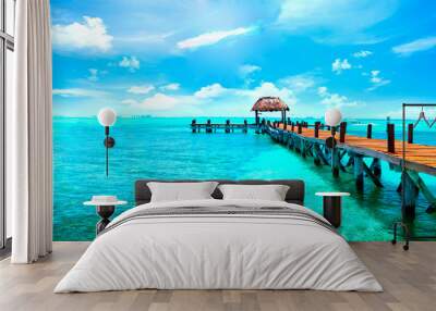 Exotic Caribbean island. Tropical beach resort. Travel or vacations concept Wall mural