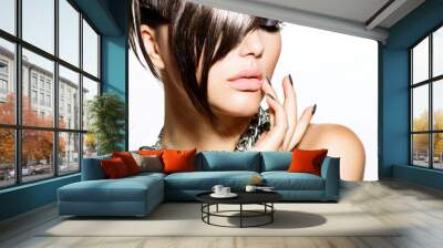 Fashion Glamour Beauty Girl With Stylish Hairstyle and Makeup Wall mural