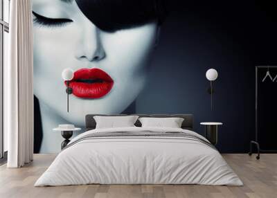 Fashion Glamour Beauty Girl With Trendy Fringe Hairstyle Wall mural