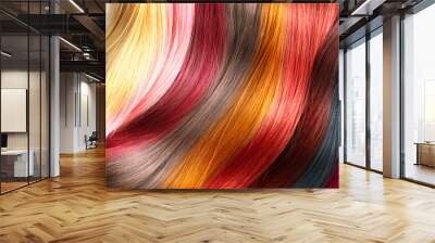 Hair colors palette. Dyed hair color samples Wall mural