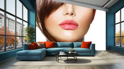 Hairstyle. Beauty Model Girl Portrait with Perfect Makeup Wall mural