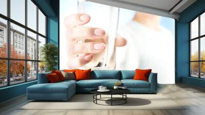 healthy young woman with glass of fresh water Wall mural