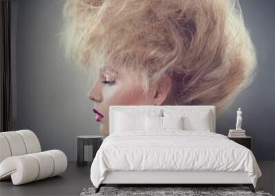 High fashion model girl with updo hairstyle Wall mural