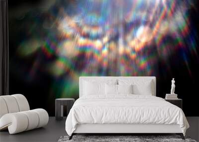 Lens flare effect on black background. Abstract Sun burst, sunflare for screen mode using. Sunflares nature abstract rainbow colourful backdrop, blinking sun burst, lens flare optical rays. Wall mural