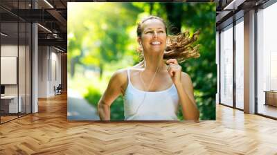 Running woman. Outdoor Workout in a Park Wall mural