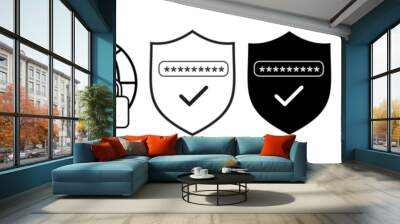 cyber security icon set. data and network protection symbol for app, ui, website. computer and technology protection vector icons on transparent background. Wall mural