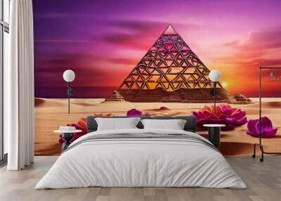 Egyptian Pyramids During Aurora Borealis
 Wall mural