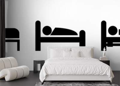 Human in bed. flat simple icon Vector. Simple flat symbol. Illustration pictogram Wall mural